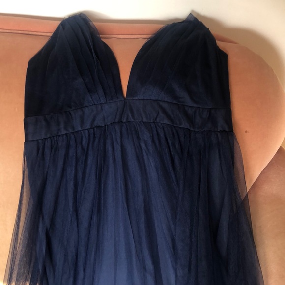 Navy tulle a-line full length formal dress - Picture 7 of 8